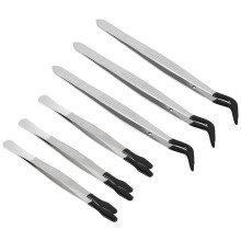 6 Pcs of Rubber Tip Tweezers PVC Silicone Precision Tweezers Laboratory Industrial Hobby  Tweezers Tool (Black)