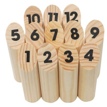 Wooden Numbered Block Tossing Game Throw Bowling Throwing Scatter Family Game Yard Game Set for Party Playground