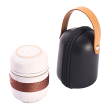 Portable Black Pottery Tea Set for Travel and Home Use, Office Cups Ceramic Tea Coffee Container With Bag B