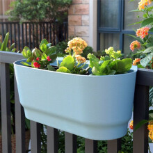 Semi Circular Wall Hanging Railing Flower Plastic Pots Baskets Suitable for Balcony Fence Garden Outdoor Indoor B