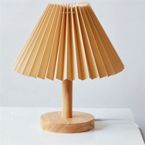 Pleated Table Lamp Bedroom Bedside Personalized Night Light - White USB Charging 7W A1 2