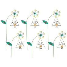 Iron Garden Flowers 6pcs Decorative Iron Plant Stakes 10.6 Inch Ornamental Yard Stakes with Cute Animals  Swings B