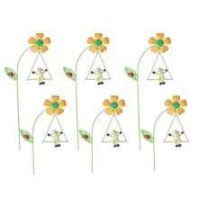 Iron Garden Flowers 6pcs Decorative Iron Plant Stakes 10.6 Inch Ornamental Yard Stakes with Cute Animals  Swings D