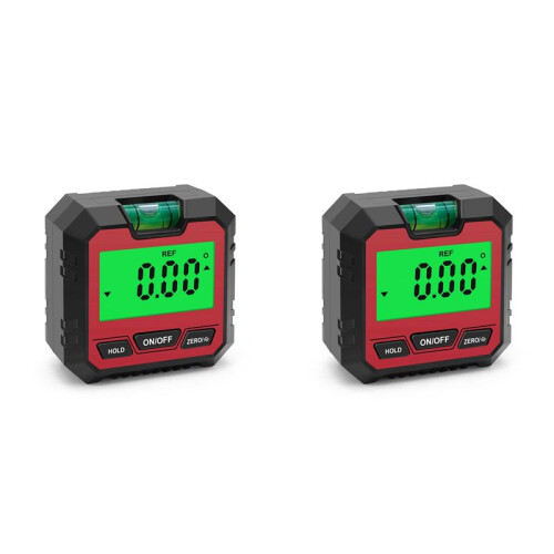 2X Mini Digital Protractor Inclinometer Electronic Goniometer Level Angle Measurement Meter Finder Level Box Red