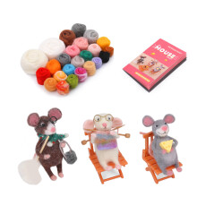Mouse Family naaldviltset met instructie viltnaald wolroving