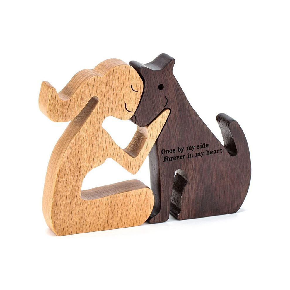 Dog Family Wood Products Household Carving Ornaments Miniature Desktop 4853197651168