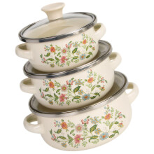 Mini Enamel Pot Set with Glass Lid for Small Batch Cooking and Food Prep, Style E