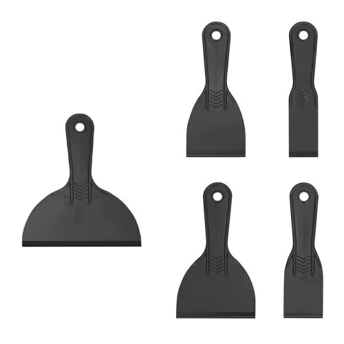 Robust polystyrene paint scraper set for difficult removal tasks, multipurpose set, ABS spatula, spatula, black