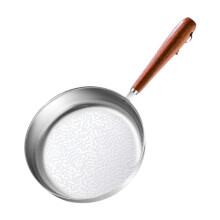 Stainless Steel NonStick Frying Pan 12cm with Wooden Handle for Omelette Steak Camping