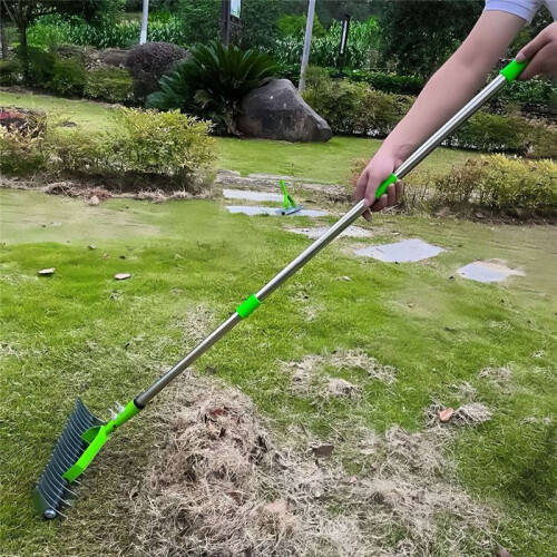 1.7M Lawn Hay Rake, Thatch Rake, Leaf Rake, Garden Descaling Rake, Scarifier, Soil Rake 2