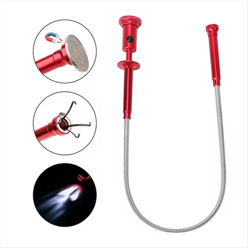 Flexible Pick Up Tool Magnetic Long Spring Grip Magnet + 4 Claw LED Li 2