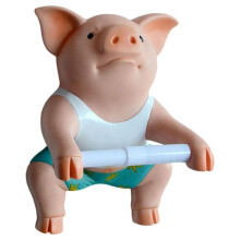 Porco Engraçado Suporte de Papel Higiênico Escultura de Parede Montagem Na Parede Estatueta Animal Organizador de Rolo para Banheiro Cozinha