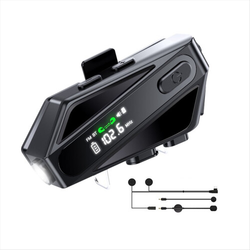 Helmet Bluetooth Headset with 2 Type Mics, Intercom/Hands-Free Call/M 1