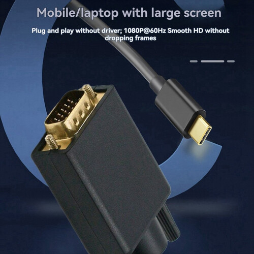 USB-C to VGA Adapter Type-C D-Sub 15Pin Converter Cable for USB 3.1 Mo