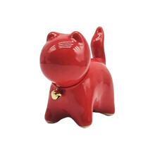 Elegante Keramik-Kätzchen-Figur, kleine Statue, Ornament für-Rot