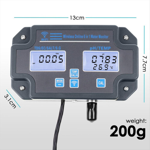 Smart Water Quality Tester 6-in-1 PH/EC/TDS/Salinity/S.G and Temperatu 2