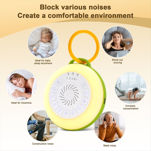 White Noise Machine with 11 Adjustable, Night Light, Bluetooth Speaker 2