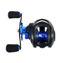 Angel reel 7.2:1 gear ratio, max drag 10 kg, baitcasting reel for lure freshwater fishing (blue, right hand)
