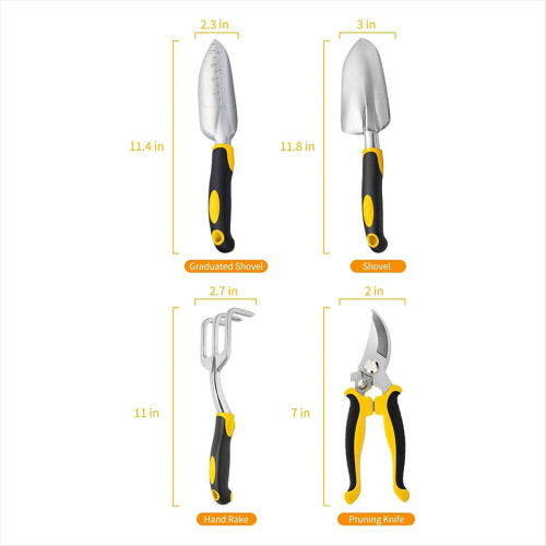 Garden Tool Set 4-Piece,Heavy Duty Aluminum Gardening Tools,Rust-Proof 2