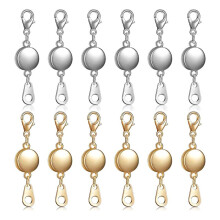 12 Peças com Fecho Magnético para Joias, Fecho Redondo para Colar, Extensor de Pulseira para Fazer Joias