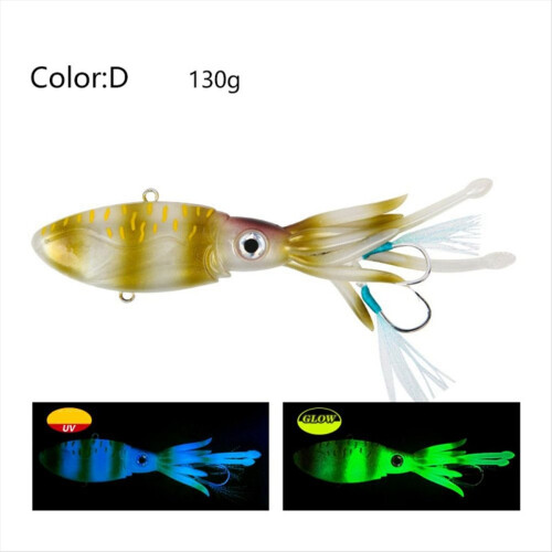 130 g - 150 mm Glow Skirts Köder, weicher Gummi-Oktopus, Angel-Schleppköder 2