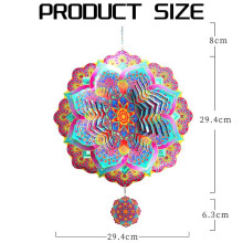 Mandala Wind Spinner Métal 3D Rotatif Carillons de Luxe Art Jardin Suspendu Décoration Extérieure Violet Wind Spinners
