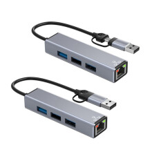 USB C/USB A auf Ethernet Adapter 1000Mbps RJ45 Netzwerkkarte Plug-And-Play für Telefon/Laptop