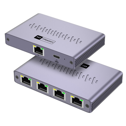 New Network Cable Splitter 1 to 4 Gigabit Network Distributor Simultaneous Internet Access, RJ45 Network  Extender 1