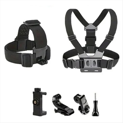 6pcs Action Camera Kit Head Strap Chest Mount Adjustable for Phone En 1