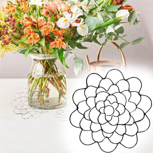 Wire Flower Arranging Tool- Flower Frog, Reusable, Bendable Flower Grid Black 4Inch 2