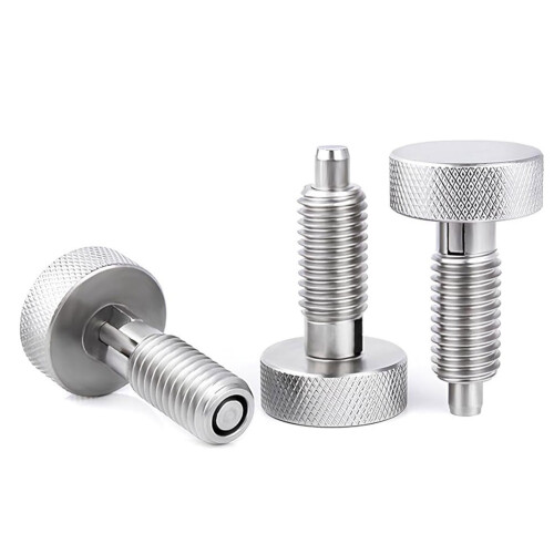 2Pcs M8 Stainless Steel Hand Retractable Spring Plungers with Knurled Handle - Quick Release Locking Pin