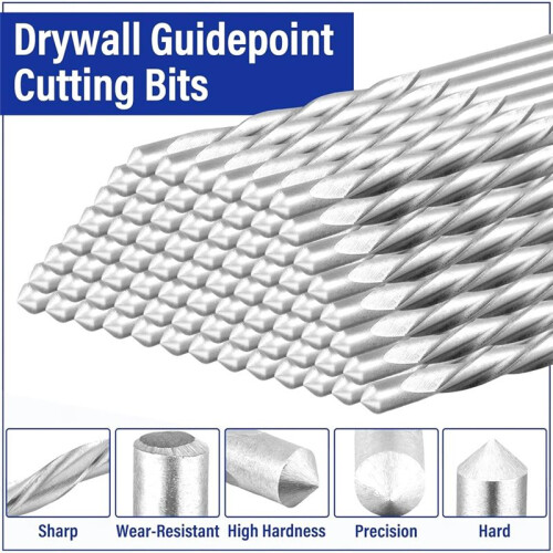 50 Peças 1/8 Polegadas Drywall Guide Point Cutting Bits Ferramentas de Drywall, Ferramentas de Corte de Drywall, para Uso com Serra Espiral 2