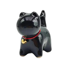 Keramik-Kätzchen-Ornament, kleine Haustierstatue,-Schwarz