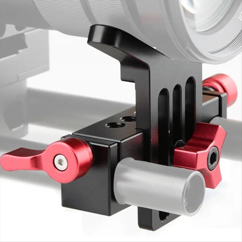 Universal Camera Lens Support with Standard 15mm Double Rod Clamp Rail 2