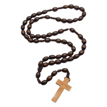 Rosenkranz aus Naturholz mit Kreuzen für Gläubige, Unisex,