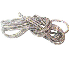 Rhinestone Drawstring Crystal Cord 3mm Round Trim for Hoodies Pants Crafts AB Crystal 3 Yards