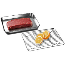 Stainless Steel Baking Sheet with Cooling Rack, Oven Safe Pan for Baking, Roasting, Oil Draining