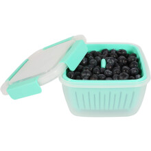 Koelhoudbakjes voor groenten en fruit, geschikt voor de magnetron en vaatwasser, inclusief een uitlekmandje voor bessen voor optimale bewaring, 1,6