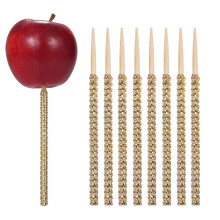 Gold Glitter Rhinestone 6 Inch Bamboo Sticks for Cake Pops and Candy Apples, Pack of 24