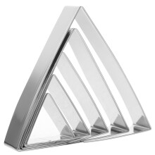 5 pieces triangular baking rings for precise mousse, muff, and chiffon cakes, durable and easy to clean for hobby bakers and professionals.