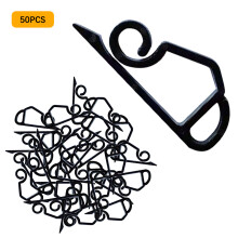 Ganci natalizi per grondaie per decorazioni esterne, clip decorative riutilizzabili nere 5x2 cm, plastica PP flessibile e impermeabile, design