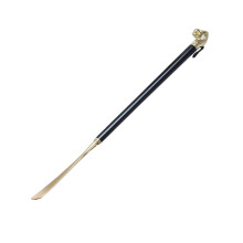 Wooden Long Handle Shoe Horn 58cm Vintage Boot Dressing Aid with Black Lion Design