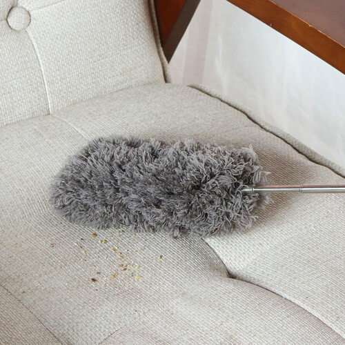 Feather Duster with Telescopic Long Handle, Washable Microfiber Bendable Head for  Ceilings 2
