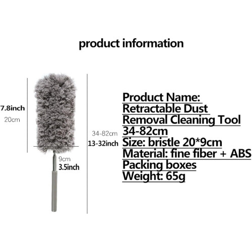 Feather Duster with Telescopic Long Handle, Washable Microfiber Bendable Head for  Ceilings 1