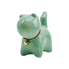 Ornement de chaton en céramique, petite Statue-vert clair