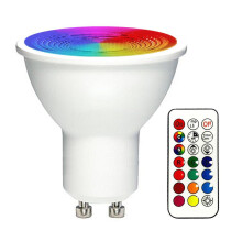 RGB Color Changing Lights, 16 Kinds of Hue Options Plus 6000K Daylight, GU10 LED Smart Bulbs with Remote Control for Dynamic Home, Commercial, Event L
