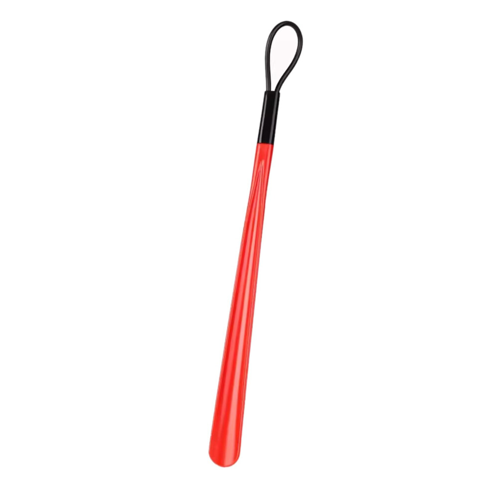 Red Long Telescopic Shoe Horn With Ergonomic Sponge Grip For Seniors Travel Mobility Aid