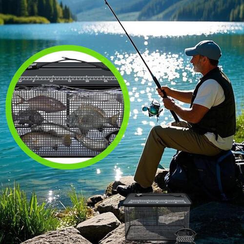 Floating Fishing Basket, 47L Foldable Trap Container, Quality Mesh Design 1