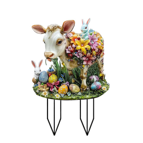 Garden Stake Outdoor Decoration Easter Eggs Rabbit and-OH830