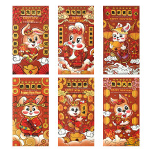 Sobres rojos resistentes, versátiles para regalos en ocasiones festivas, con estampado en relieve metalizado, 6 unidades.